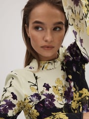 Florere Printed Fluted Cuff Midi Dress - Image 6 of 8