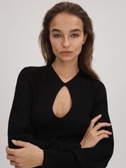Florere Ribbed Blouson Sleeve Midi Dress - Image 3 of 5