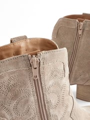Mink Brown Extra Wide Fit Forever Comfort® Stitched Detail Ankle Western/Cowboy Leather Boots - Image 2 of 4