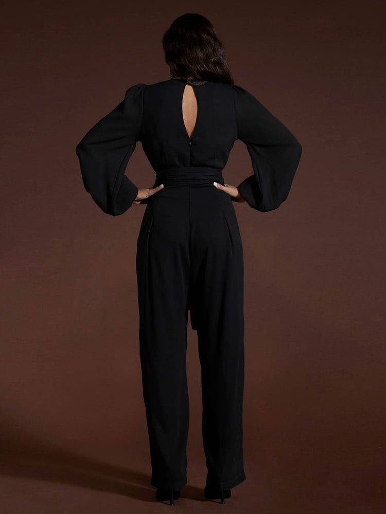 Dancing Leopard Holly Tie Waist Black Jumpsuit - Image 2 of 4