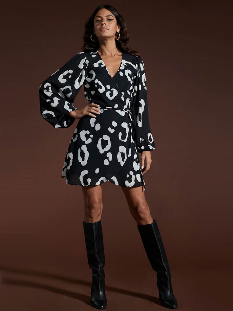 Dancing Leopard Ginger Mini Wrap Dress - Image 1 of 4