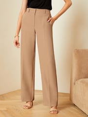 Love & Roses Camel High Waist Wide Leg Tailored Trousers - Image 1 of 4
