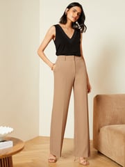 Love & Roses Camel High Waist Wide Leg Tailored Trousers - Image 2 of 4