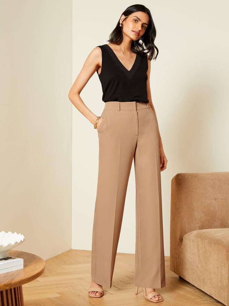 Love & Roses Camel High Waist Wide Leg Tailored Trousers - Image 2 of 4