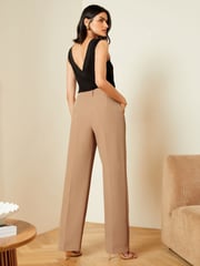 Love & Roses Camel High Waist Wide Leg Tailored Trousers - Image 3 of 4