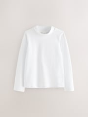White 2 Pack Long Sleeve Cotton Stretch High Neck Tops (3-14yrs) - Image 2 of 4
