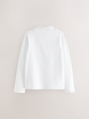 White 2 Pack Long Sleeve Cotton Stretch High Neck Tops (3-14yrs) - Image 3 of 4