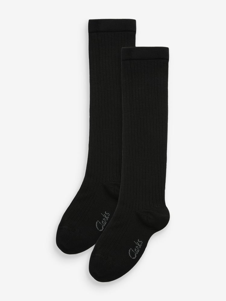 Clarks Dark Black Clarks Boys Knee High Socks 2 Pack - Image 1 of 3 Clarks Dark Black Clarks Boys Knee High Socks 2 Pack - Image 1 of 3
