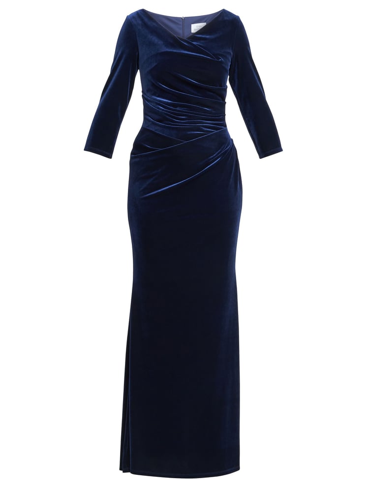 Gina Bacconi Blue Sophie Velvet Maxi Dress With 3/4 Sleeve - Image 6 of 6
