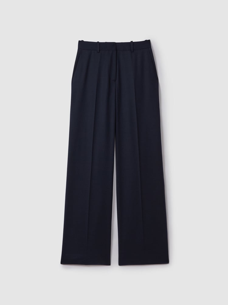 Reiss Navy Harley Wool Blend Wide Leg Suit Trousers - Image 2 of 6