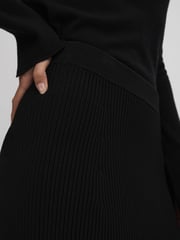Reiss Black Tilly Knitted Sheer Flared Midi Skirt - Image 3 of 6