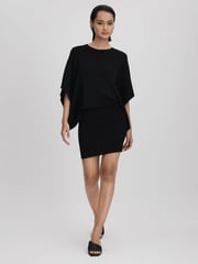 Reiss Black Julia Knitted Cape Sleeve Mini Dress - Image 3 of 6