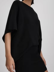 Reiss Black Julia Knitted Cape Sleeve Mini Dress - Image 4 of 6