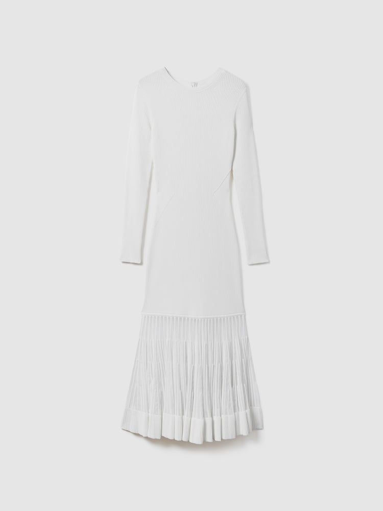 Reiss Cream Tasmin Knitted Sheer Flared Midi Dress - Image 2 of 6