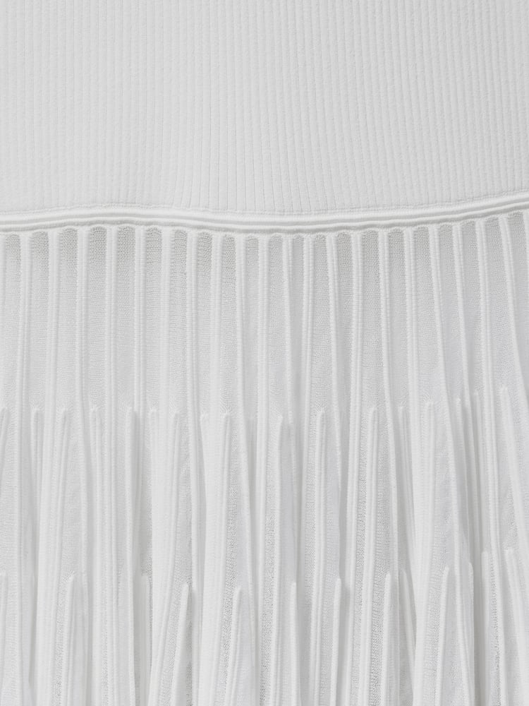 Reiss Cream Tasmin Knitted Sheer Flared Midi Dress - Image 6 of 6