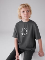smALLSAINTS Charcoal Grey Tierra Oversized Crew Logo 100% Cotton T-Shirt - Image 3 of 7