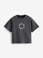 smALLSAINTS Charcoal Grey Tierra Oversized Crew Logo 100% Cotton T-Shirt - Image 5 of 7