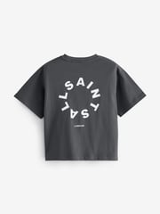 smALLSAINTS Charcoal Grey Tierra Oversized Crew Logo 100% Cotton T-Shirt - Image 6 of 7