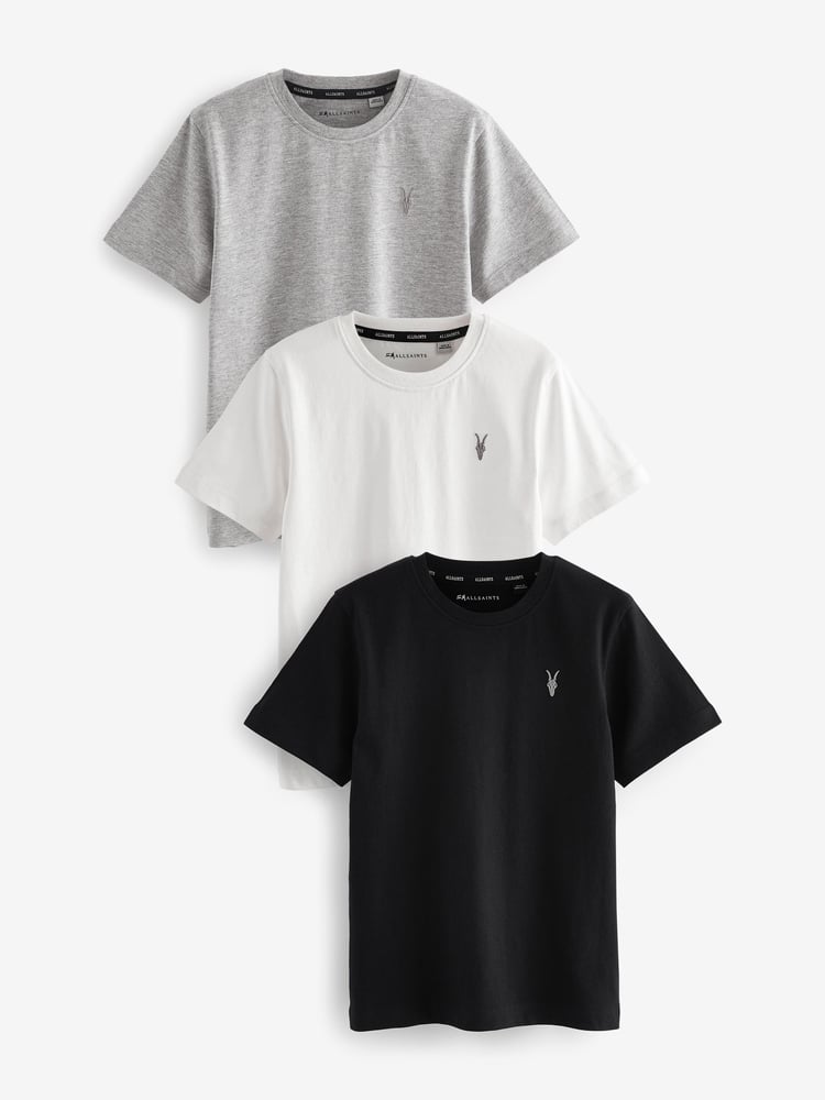 smALLSAINTS Black/Grey Boys Brace Crew 100% Cotton T-Shirts 3 Pack - Image 1 of 5