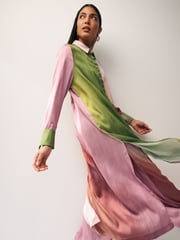 Multi Blur Print Long Sleeve Longline Shirt - Image 2 of 6