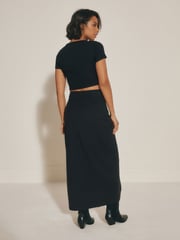 Black Asymmetric Waist Column Skirt - Image 2 of 10