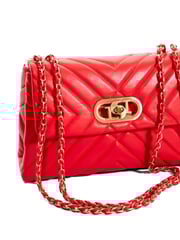 Dune London Red Chrome Regent Small Quilted Shoulder Bag - Image 5 of 6