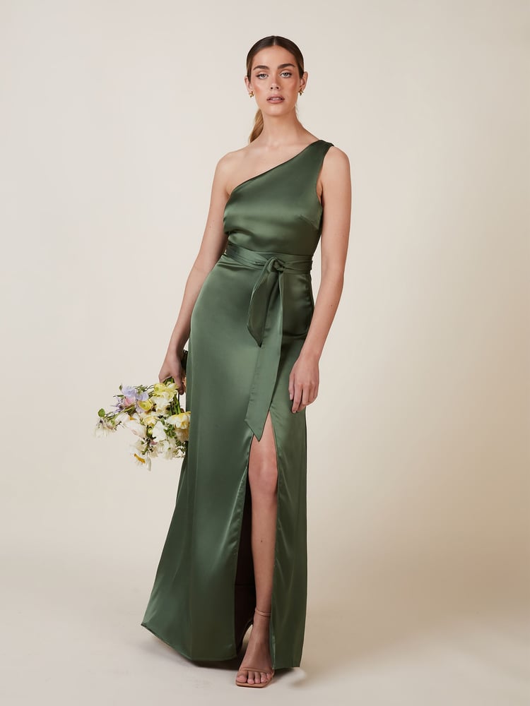 Rewritten Green Porto One Shoulder Bridesmaid Dress - Image 1 of 4