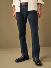 Navy Blue Slim Fit Smart Belted Printed Stretch Chinos - Image 1 of 12