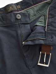 Navy Blue Slim Fit Smart Belted Printed Stretch Chinos - Image 10 of 12