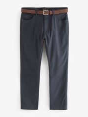 Navy Blue Slim Fit Smart Belted Printed Stretch Chinos - Image 12 of 12