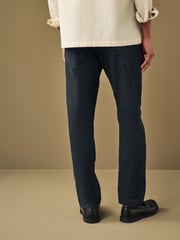 Navy Blue Slim Fit Smart Belted Printed Stretch Chinos - Image 4 of 12
