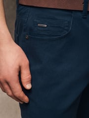 Navy Blue Slim Fit Smart Belted Printed Stretch Chinos - Image 6 of 12