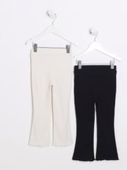 River Island White/Black Girls 100% Cotton Kickflare Trousers - Image 2 of 4