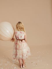 Pink Floral Mesh Tie Back Party Dress (3-16yrs) - Image 2 of 5