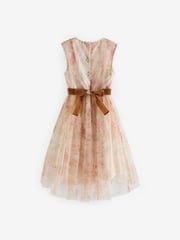 Pink Floral Mesh Tie Back Party Dress (3-16yrs) - Image 4 of 5