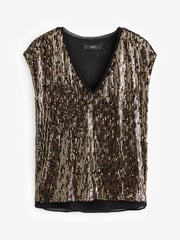Gold Sequin V-Neck Top - Image 5 of 5