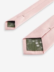 Light Pink Slim Textured Tie And Clip Set - Image 3 of 3