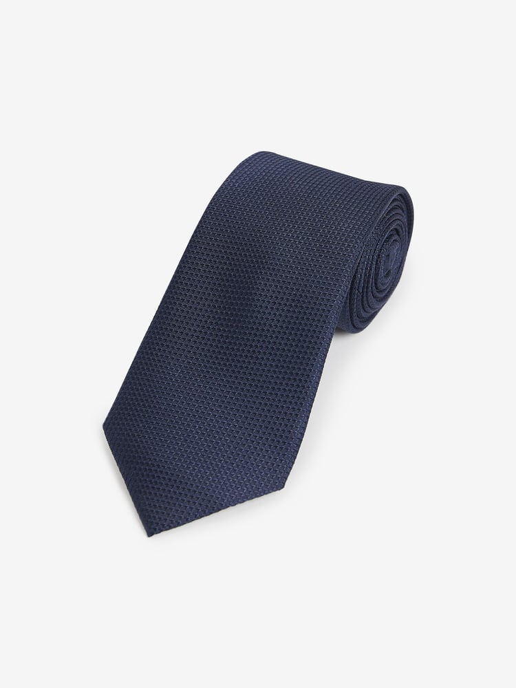 Navy Blue Textured Silk Tie - Image 1 of 3 Navy Blue Textured Silk Tie - Image 1 of 3