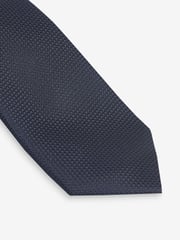 Navy Blue Textured Silk Tie - Image 2 of 3