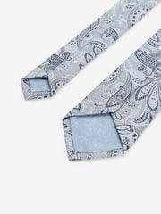 Light Blue Textured Paisley Tie, Pocket Square And Pin Set - Image 5 of 7