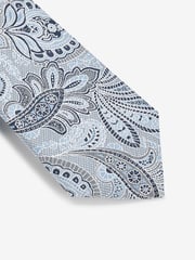 Light Blue Textured Paisley Tie, Pocket Square And Pin Set - Image 7 of 7