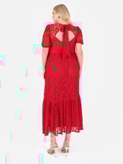 Lovedrobe Red Lace Puff Sleeve Midaxi Dress - Image 3 of 6
