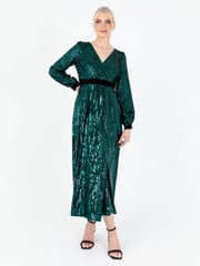 Lovedrobe Green Sequin Velvet Midaxi Dress - Image 1 of 6