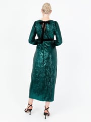 Lovedrobe Green Sequin Velvet Midaxi Dress - Image 3 of 6