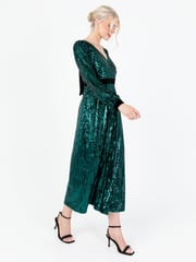 Lovedrobe Green Sequin Velvet Midaxi Dress - Image 4 of 6
