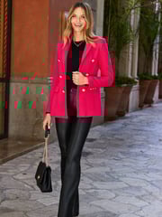 Sosandar Black PU Button Through Kick Flare Trousers - Image 4 of 5