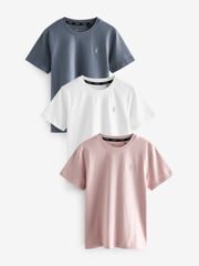 smALLSAINTS Pale Pink Boys Brace Crew 100% Cotton T-Shirts 3 Pack - Image 1 of 7