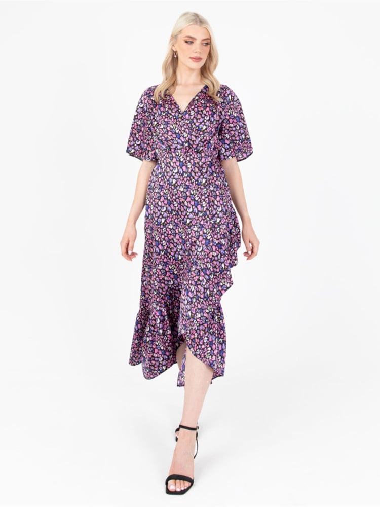Lovedrobe Animal Print Frill Wrap Hem Maxi Dress - Image 1 of 5