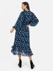 Lovedrobe Blue Printed Ruffle Detail Midi Dress - Image 2 of 4