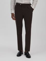 Oscar Jacobson Slim Fit Adjustable Cotton Trousers - Image 1 of 6
